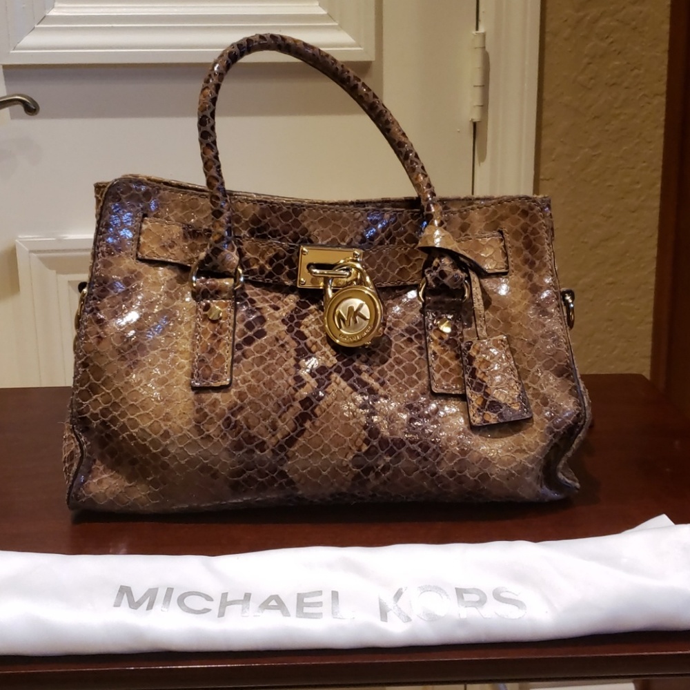 Michael Kors Python Skin Satchel Brown